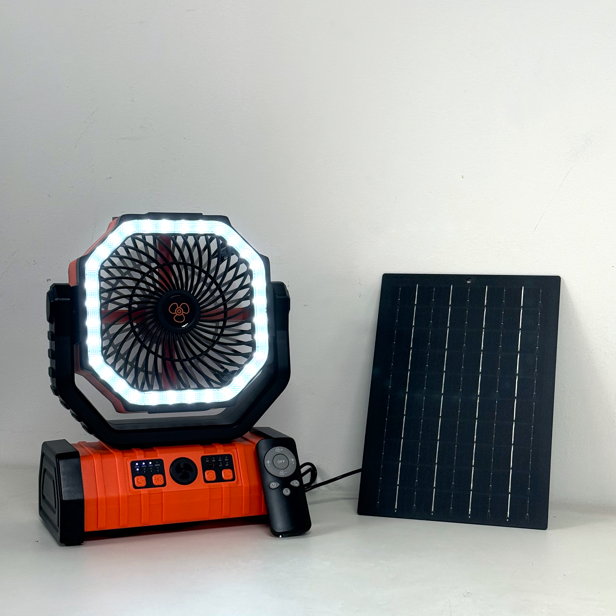 Portable Outdoor Camping Fan 20,000mAh LED Light & Solar Charging