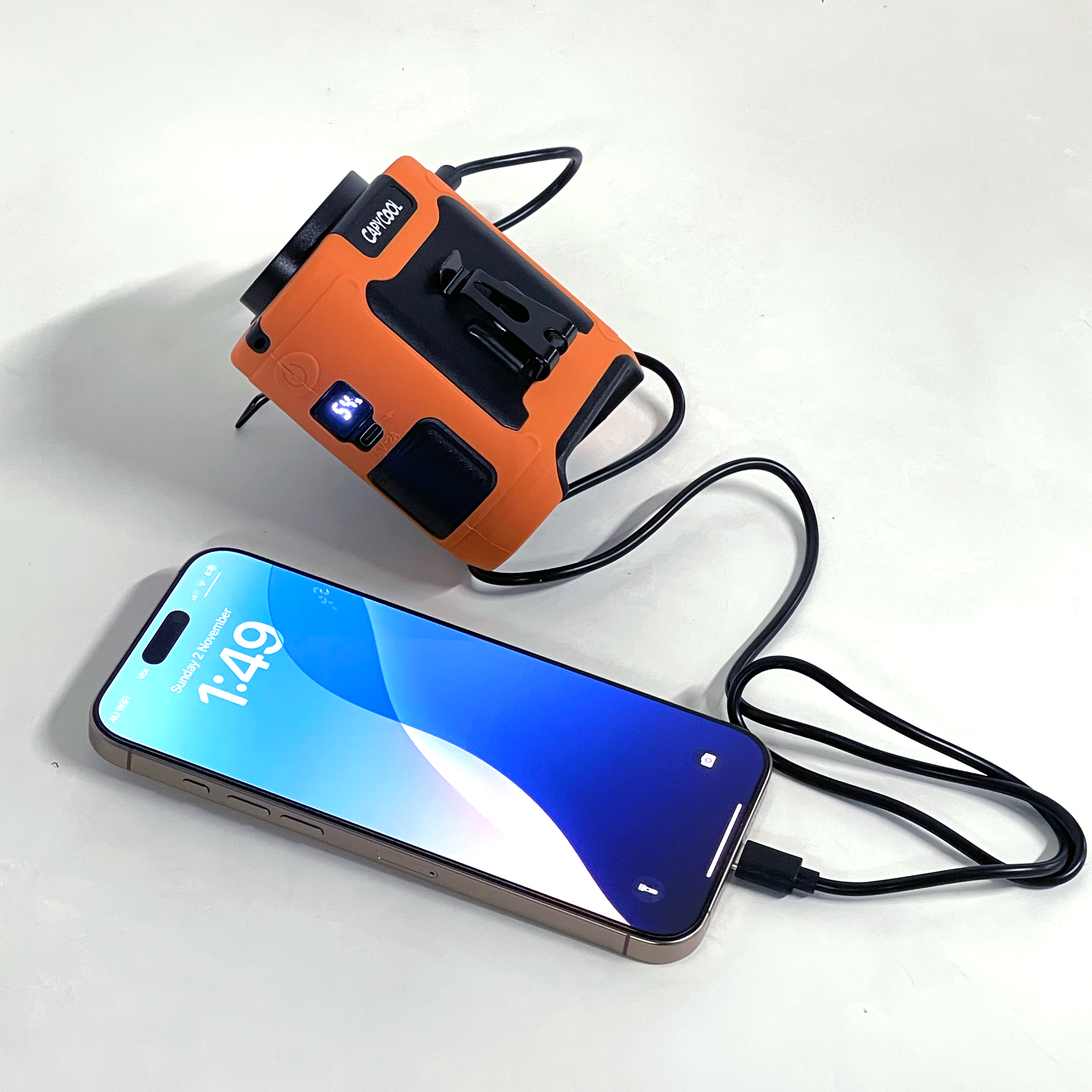 3-in-1 Waist Fan with Flashlight & Powerbank