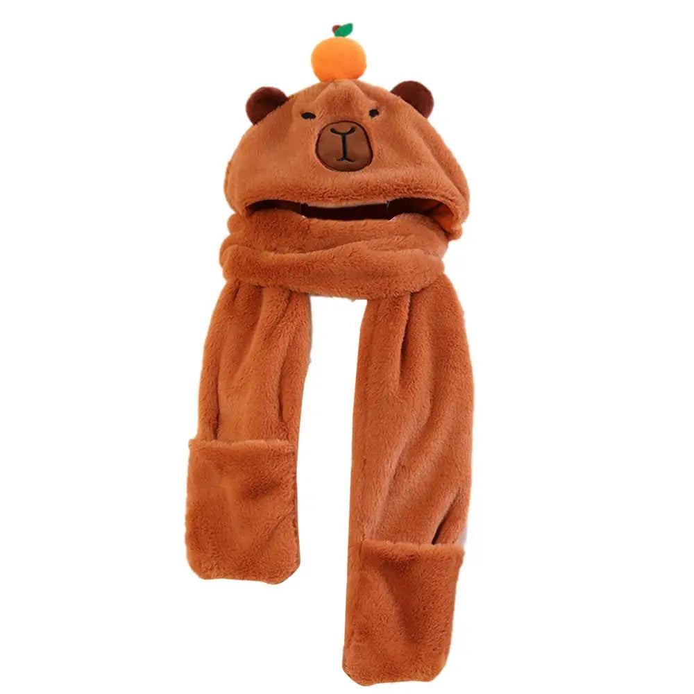 3 in 1 Capybara Hoodie Scarf and Gloves-Capybara Gifts-CapyCool