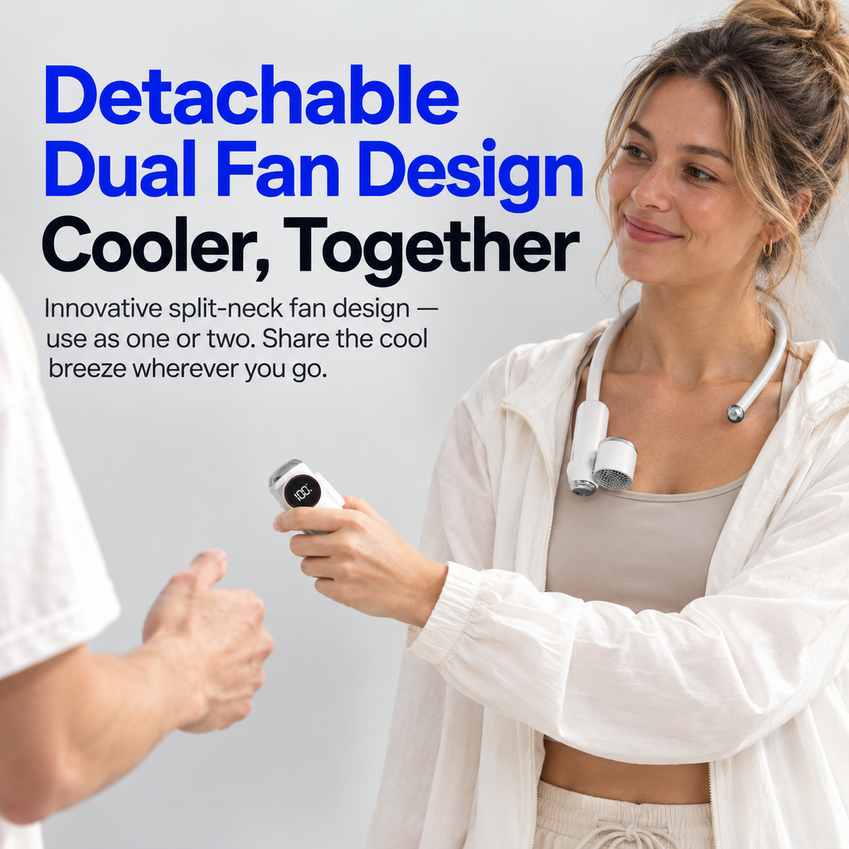 CapyDuo 2-in-1 Detachable Neck Fan & Twin Handheld Fans