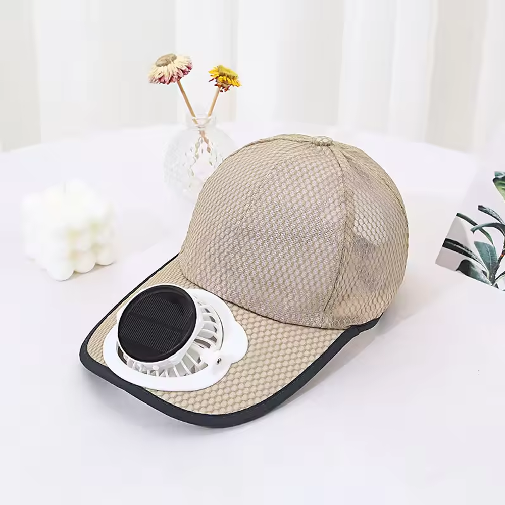 Cooling Fan Mesh Baseball Cap with Solar Panels