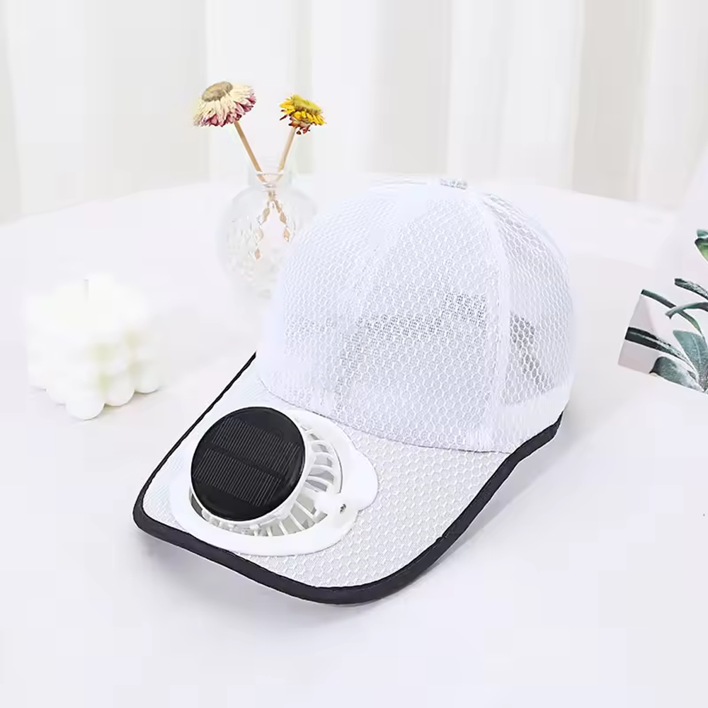 Cooling Fan Mesh Baseball Cap with Solar Panels