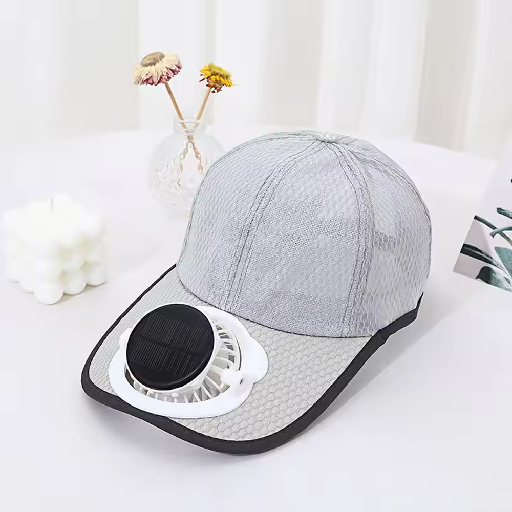Cooling Fan Mesh Baseball Cap with Solar Panels