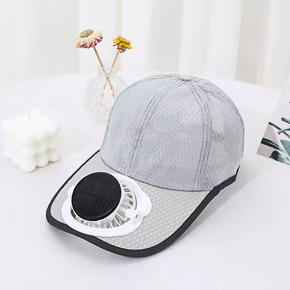 Cooling Fan Mesh Baseball Cap with Solar Panels