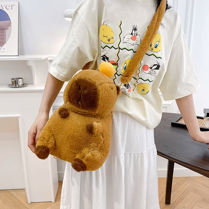 Capybara Plush Backpack With Fur Straps-Capybara Gifts-CapyCool