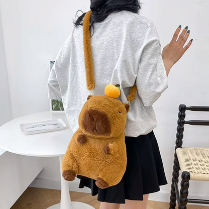 Capybara Plush Backpack With Fur Straps-Capybara Gifts-CapyCool