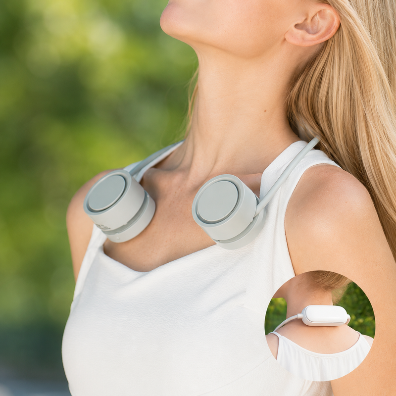 Foldable Neck Fan with Cooling Pad