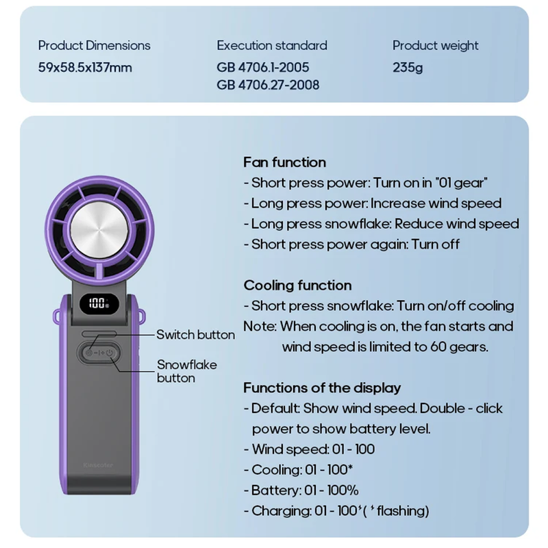 Foldable Turbo Fan with Ice Compress-Portable Fan-CapyCool