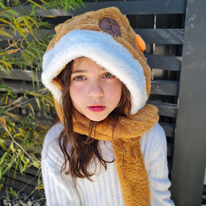 3 in 1 Capybara Hoodie Scarf and Gloves