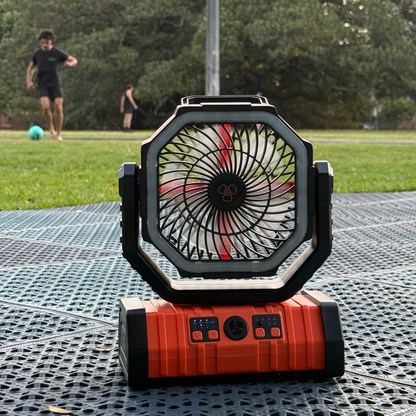 Portable Outdoor Camping Fan 20,000mAh LED Light & Solar Charging