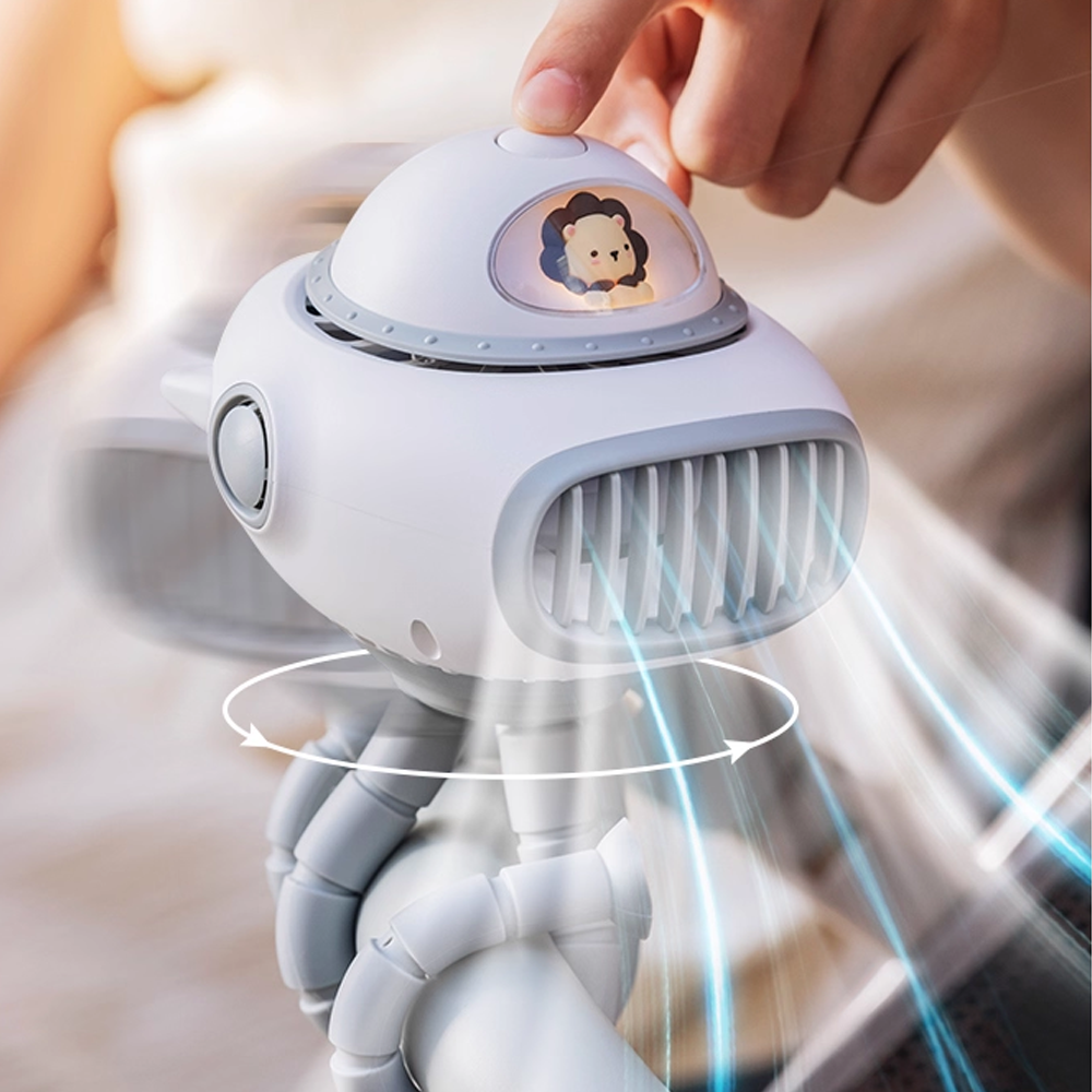 Load video: 3-In-1 Spaceship Pram Fan with Music Box