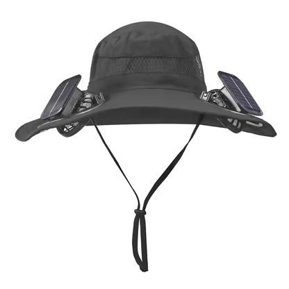 Dual Fan Wide Brim Hat with Solar Charging